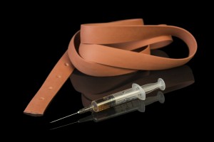 Drug syringe and heroin